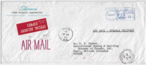 Los Angeles, Ca to Trail, British Columbia, Canada Airmail Special Del. (52633)