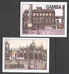 A0063 1990 GAMBIA SPORT ARCHITECTURE FOOTBALL WORLD SOCCER EVENT ITALY 2BL MNH