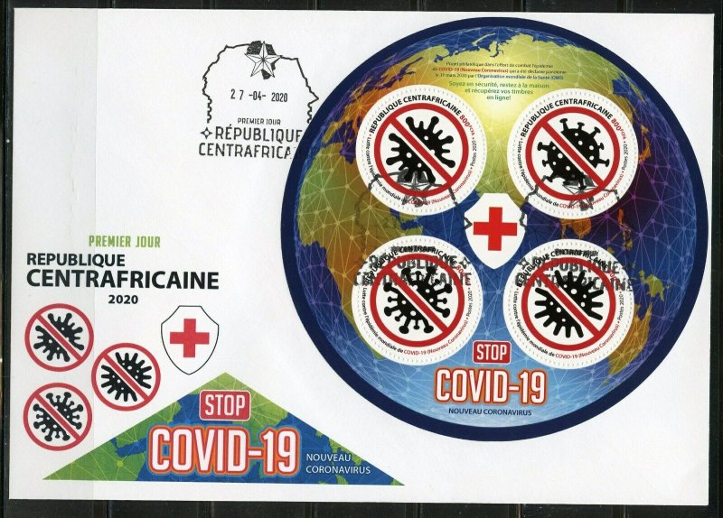 CENTRAL AFRICA  2020 VIRUS PANDEMIC SHEET FIRST DAY COVER