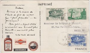 ST-PIERRE & MIQUELON cover postmarked 25 Feb. 1951 - Dear Doctor postcard