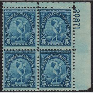 U.S. Scott #719 5-Cent Olympic Stamp - Mint NH Plate Block