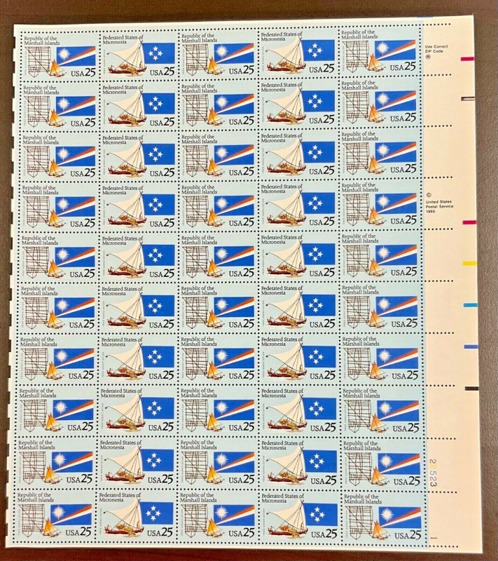 2506-2507   Micronesia/Marshall Island  MNH 25 c Sheet of 50 FV $12.50