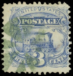 Scott #114, *RARE* GREEN Radial Fancy Cancel! SCV $16 + $300 Cancel Premium!