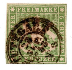 Wurttemberg Old German States Stamps K.Württ 6 Kreuzer Silk Thread SG 15 1857