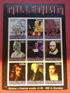 Rwanda 1999 Millennium Events Famous People Columbus Chess Game Stamps imperf