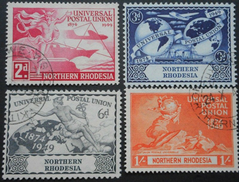 North Rhodesia 1949 GVI UPU set SG 50/53 used