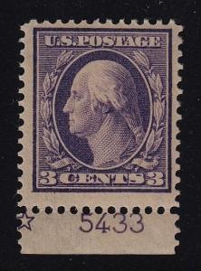 1911 Sc 376 MNH plate number single  CV $110