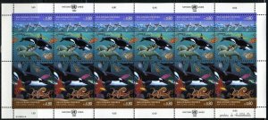 UNITED NATIONS 1992 MARINE LIFE SET OF THREE SHEETS NY GENEVA & VIENNA MINT NH