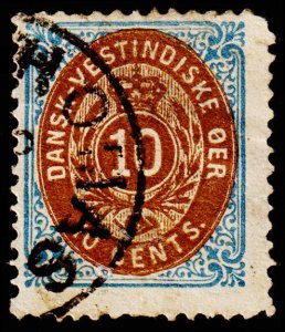 Danish West Indies Scott 10 (1876) Used F, Cat. Value $25.00 C