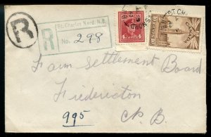 ?ST. CHARLES NORD,, N.B. Registered h/s 14c 1943 cover Canada