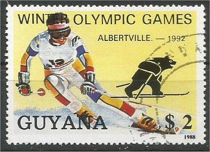 GUIANA, 1992, used $2, Winter olympics O/print Scott Albertville-1992