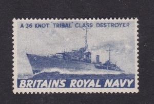 Britains Royal Navy Tribal Class Destroyer Wartime Cinderella Mint Hung