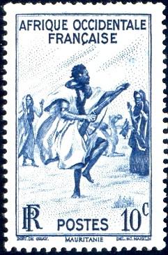 Rifle Dance, Mauritania, French West Africa stamp SC#36 Mint