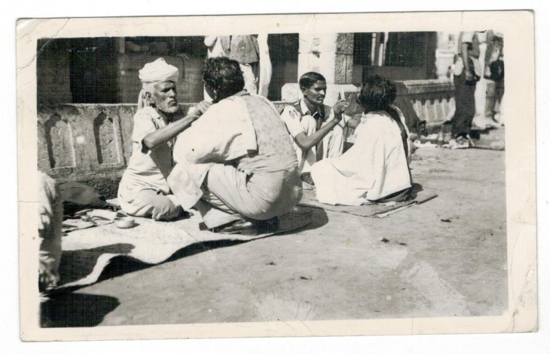 Postcard Pakistan 1956 Karachi Barbers Hairdresser Sent to Czechoslovakia