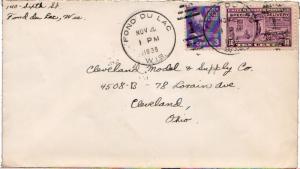 United States Wisconsin Fond Du Lac 1938 numeral duplex  3c Jefferson Prexie ...