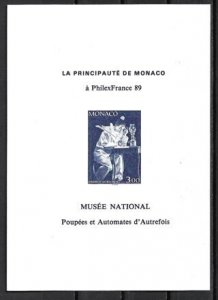 1989 Monaco #1729 Proof Clown Pierrot on Philexfrance '89  Souvenir Card