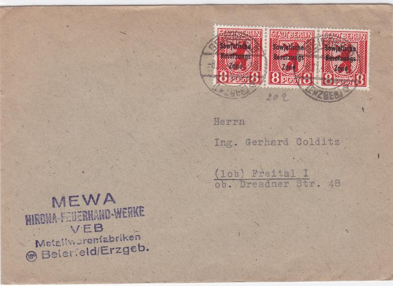 Germany Soviet Zone 1948 Beiefeld to Freital  stamps cover  R20730