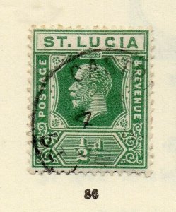 St Lucia 1920s Early Issue Fine Used 1/2d. NW-170484