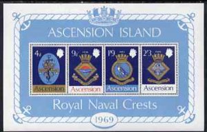 ASCENSION IS. - 1969 - Royal Navy Crests, 1st Series - Perf Min Sheet - MNH