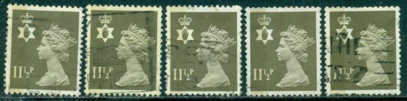 GREAT BRITAIN N. IRELAND SG-NI34, SCOTT # NIMH-16, USED, 5 STAMPS, GREAT PRICE!