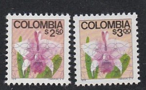 Colombia # 862-863, Flowers,  Mint NH, 1/2 Cat.