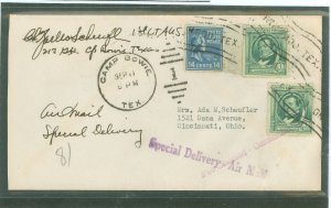 US 819/859 A 14c Prexy (Franklin Pierce) was added to two 1c (Washington Irving) to pay 6c for airmail plus 10c for special deli