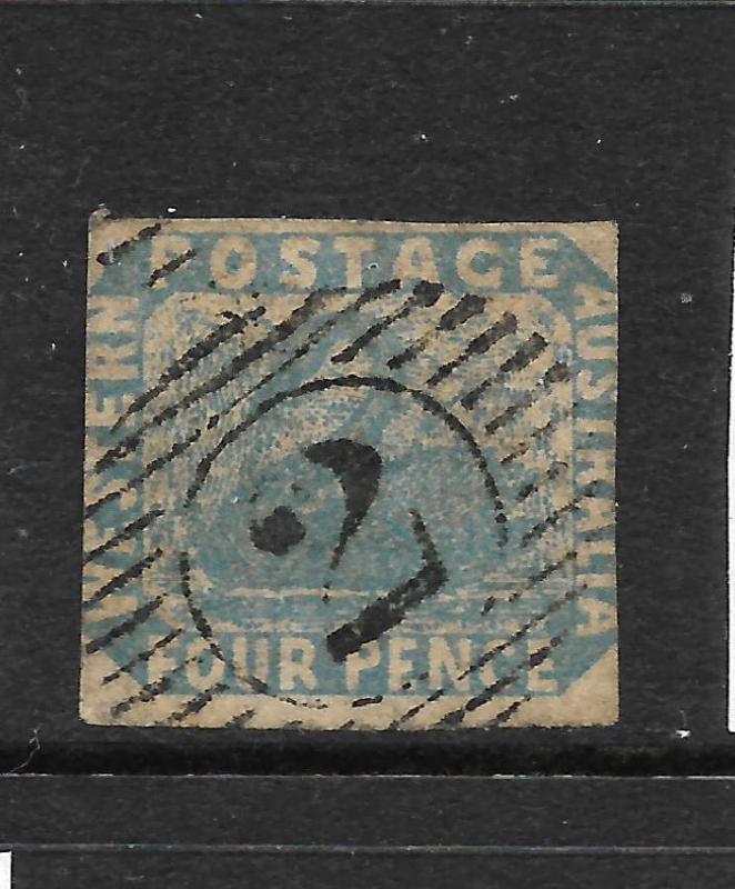 WESTERN AUSTRALIA  1860-64  2d   BLUE  SWAN  FU  WMK S/W   SG 26a 