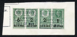 Isle of Man KGVI 5/- 2 x 2/- and 1/- Key Plate Type Revenues CDS on Piece