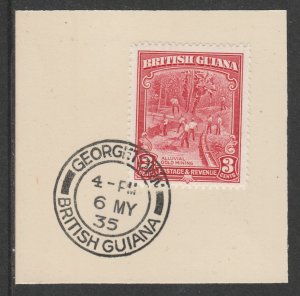 Br Guiana 1934 KG5 PICTORIAL  3c on piece with MADAME JOSEPH  POSTMARK