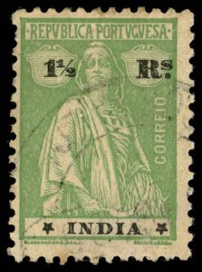 PORTUGUESE INDIA Sc 375K USED - 1921 1½r - Ceres, Ordinary paper - Perf 12 x 11½