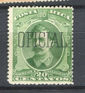 COSTA RICA; 1889 early classic OFFICIAL Optd. issue Mint hinged 20c. value