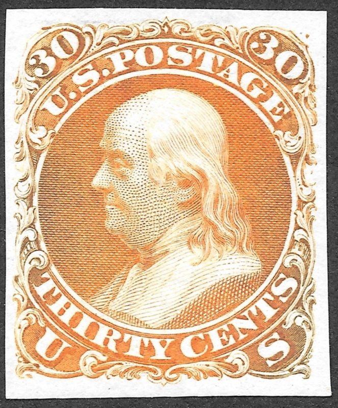 1861 30c Scott #71P3 Plate Proof on India Paper