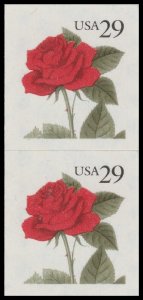 US 2490 Red Rose 29c vert pair MNH 1993