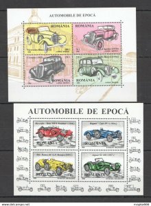 1996 Romania Antique Cars Automobiles Transport Bl303-304 ** Rm323