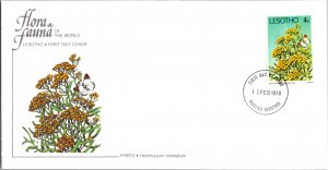 Lesotho, Worldwide First Day Cover, Butterflies, Flowers