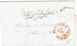 1853 New York, PAID 3cts cancel on circular, manuscript Missent & Forwarded 5