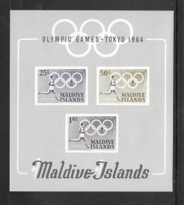 Maldive Islands #146a Olympics Tokyo Souvenir sheets. (12940) (Stock Photo)