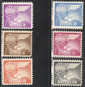 Canal Zone Stamps # C21-26 MLH VF Scott Value $25.65