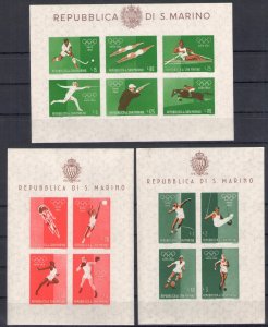 1960 San Marino, BF N. 19/21 - 3 Olympic Leaves - MNH**