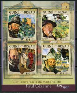 GUINEA BISSAU  2016 PAUL CEZANNE PAINTINGS  SHEET  MINT NH