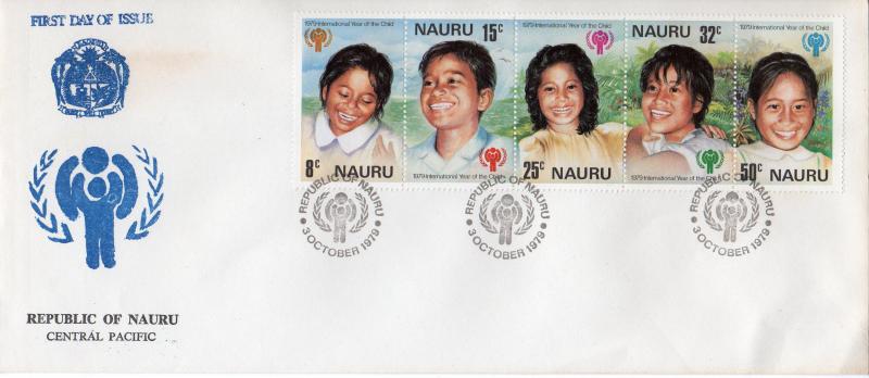 Nauru 1979 Sc# 205a International Child Year (ICY) strip (5) FDC