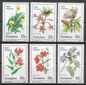 Zimbabwe Scott 582-587 MNH Wildflower Set of 1989