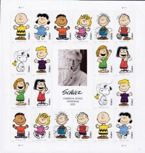 2022 58c Forever Charles M. Schultz, Snoopy, Sheet of 20 Scott 5726 Mint VF NH