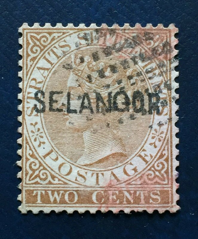 Malaya SELANGOR opt Straits Settlements QV 1882-83 2c Used SG#10 M3475 