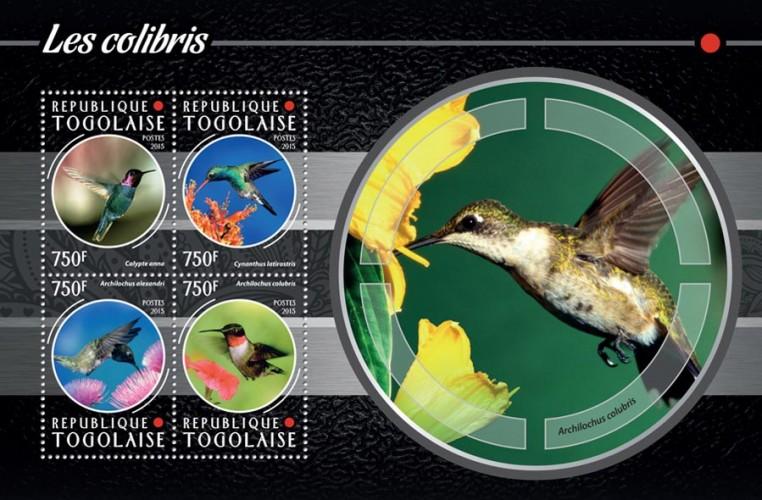 TOGO 2015 SHEET HUMMINGBIRDS COLIBRIS BIRDS tg15211a