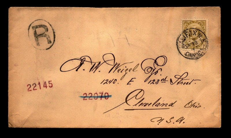 1905 Halifax Cover to Cleveland / Registered - L27822