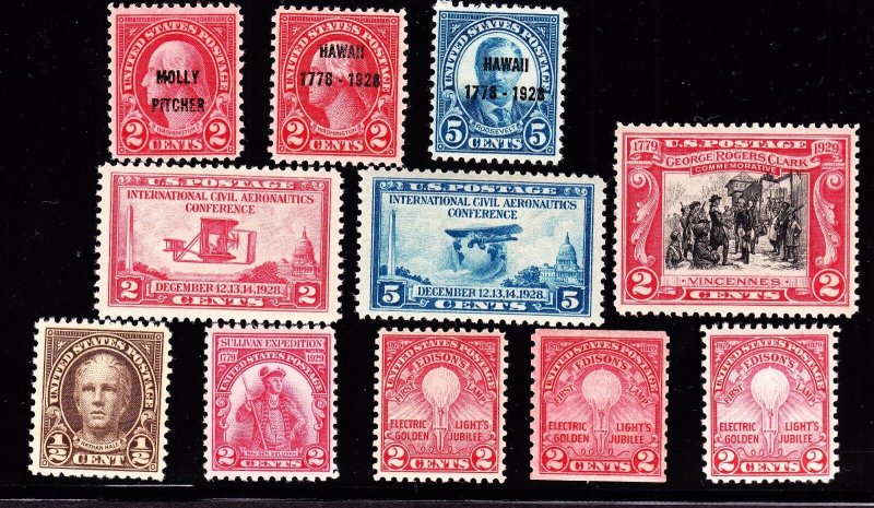US 646-657 Grouping VF OG LH SCV $35.50