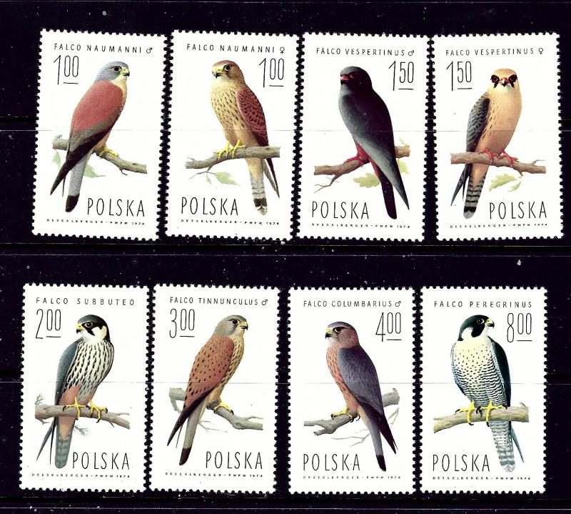 Poland 2074-81 MNH 1975 Birds