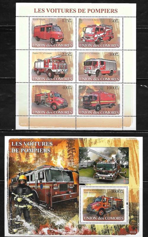 Comoro Islands 1021-22 Fire Trucks Mint NH