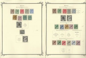 Malta Stamp Collection on 2 Scott Specialty Pages, 1914-1922, JFZ